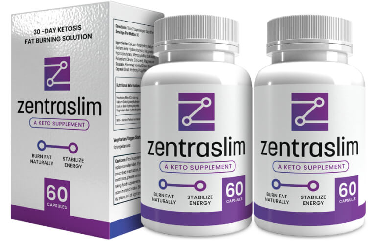 ZentraSlim ketogenic supplement with 60 capsules, ideal for weight loss support